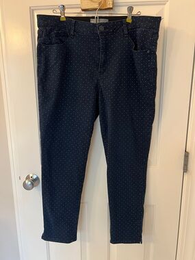 Wit & Wisdom Navy Polka Dot Ankle Pants
